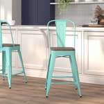 Flash Furniture , ET-3534-24-MINT-WD-GG, Restaurant Barstools