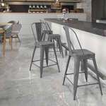 Flash Furniture , ET-3534-24-SIL-GG, Indoor Outdoor Barstools