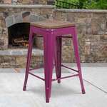 Flash Furniture , ET-BT3503-24-PUR-WD-GG, Restaurant Barstools