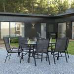 Flash Furniture , TLH-089REC-303CBK6-GG, Indoor Outdoor Sets